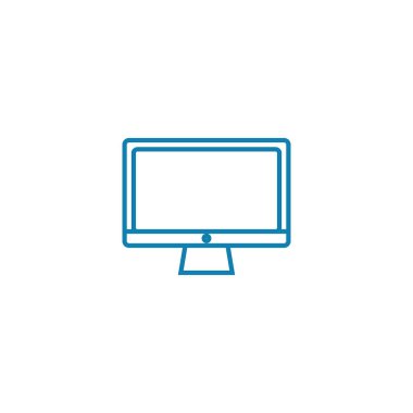 Küçük monitör doğrusal simgesi kavramı. Küçük ekran satırı vektör işaret, sembol, illüstrasyon.