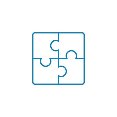 Bulmacalar doğrusal simgesi kavramı çözme. Çözme bulmacalar çizgi vektör işaret, sembol, şekil.