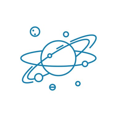 Uzay nesneleri doğrusal simgesi kavramı. Uzay nesneleri satır vektör işaret, sembol, illüstrasyon.