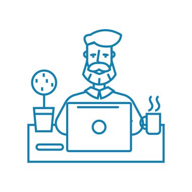 Web doğrusal simgesi kavramı sörf. Sörf web çizgi vektör işaret, sembol, illüstrasyon.