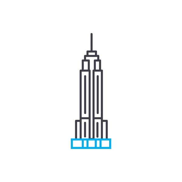 Empire state building lineární ikonu koncept. Empire state stavební linie vektor znamení, symbol, ilustrace. — Stockový vektor