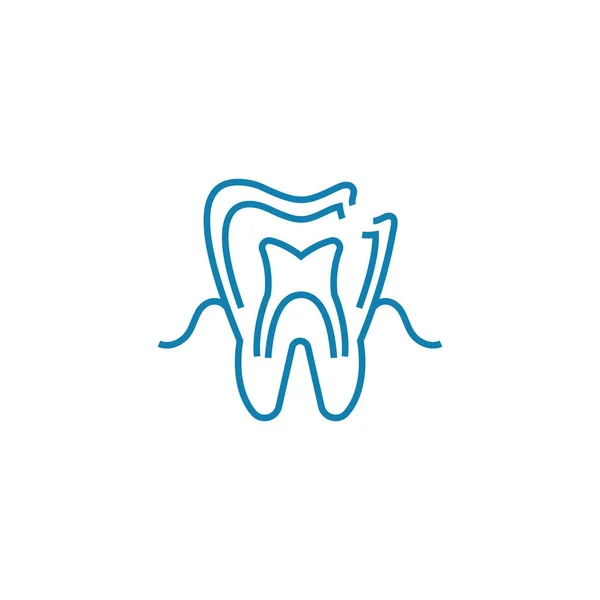 Examen au concept d'icône linéaire du dentiste. Examen à la ligne du dentiste signe vecteur, symbole, illustration . — Image vectorielle