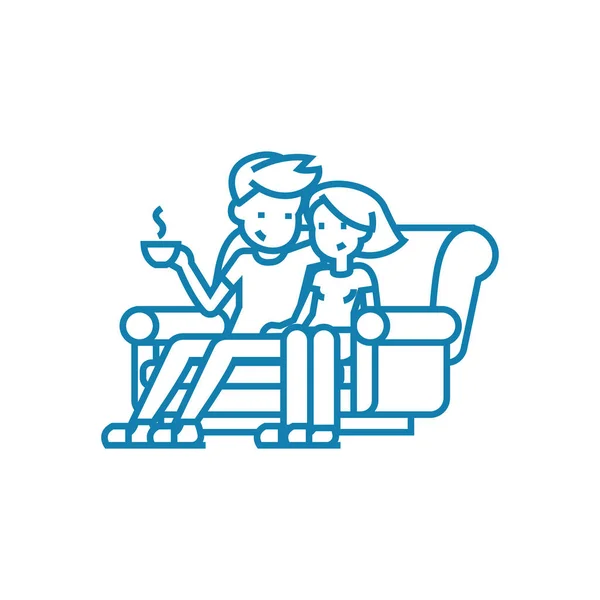 Familie leisure lineaire pictogram concept. Familie vrije lijn vector teken, symbool, afbeelding. — Stockvector