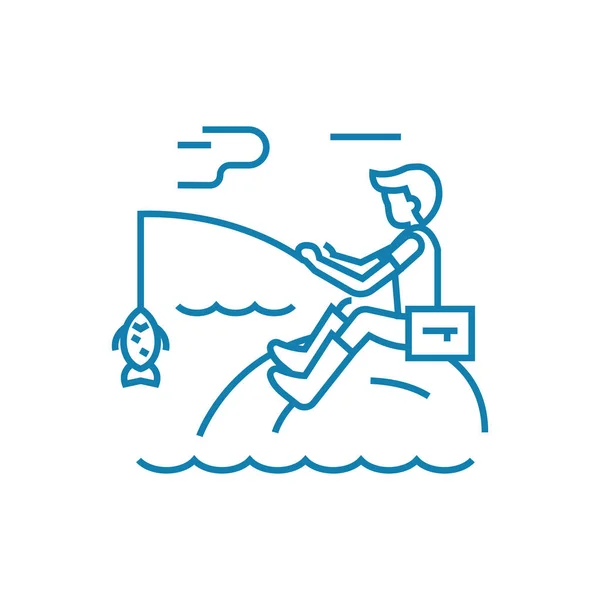 Activités de pêche concept d'icône linéaire. Activités de pêche ligne vectorielle signe, symbole, illustration . — Image vectorielle