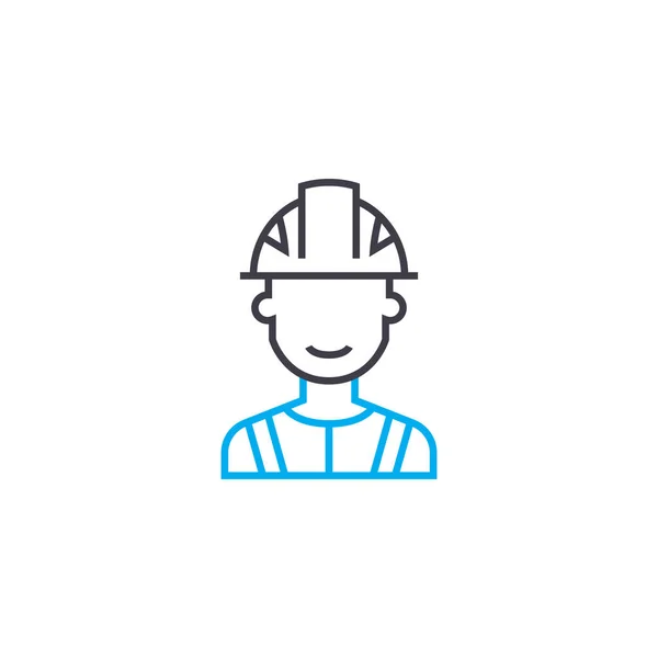 Lineares Icon-Konzept für Arbeitssicherheit. industrielle Sicherheitslinie Vektor-Zeichen, Symbol, Illustration. — Stockvektor