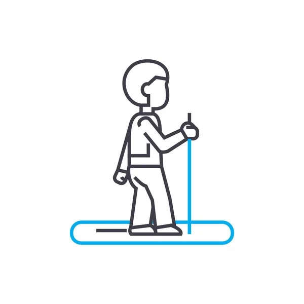 Joggen lineaire pictogram concept. Joggen lijn vector teken, symbool, afbeelding. — Stockvector