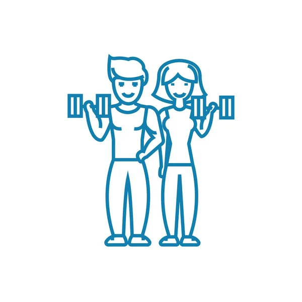 Gezamenlijke sport activiteit lineaire pictogram concept. Gezamenlijke sport activiteit lijn vector teken, symbool, afbeelding. — Stockvector