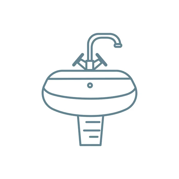 Bacia de lavatório conceito ícone linear. Linha de lavatório sinal vetor, símbolo, ilustração . — Vetor de Stock
