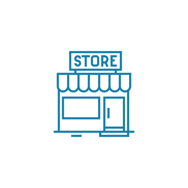 Concepto de icono lineal de tienda local. Línea de tienda local signo vector, símbolo, ilustración . — Vector de stock