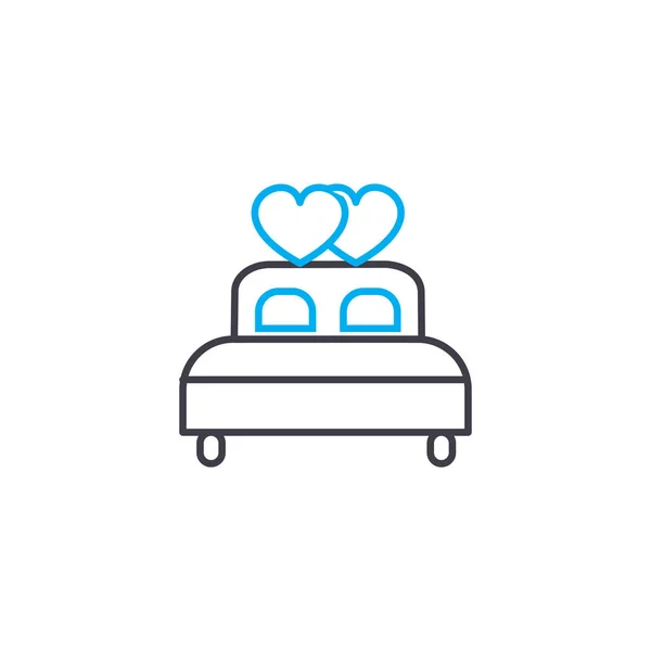 Συζυγικό κρεβάτι εικονίδιο γραμμική έννοια. Συζυγικό κρεβάτι γραμμή διάνυσμα σημάδι, σύμβολο, εικόνα. — Διανυσματικό Αρχείο