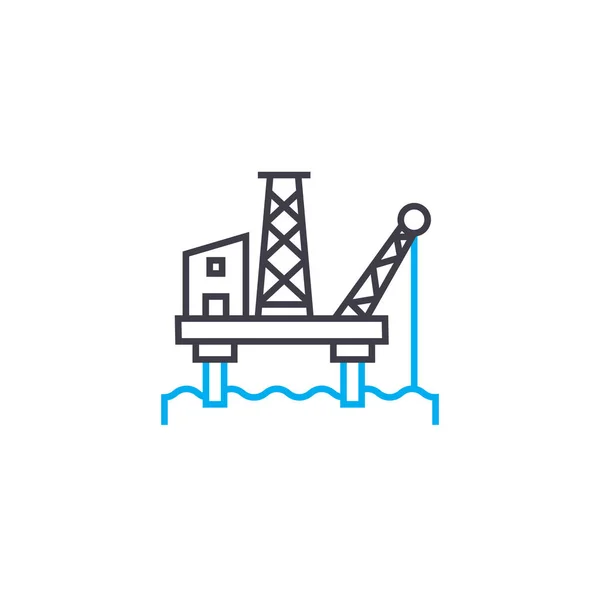 Concepto de icono lineal de la industria petrolera marina. Línea de la industria petrolera offshore signo vectorial, símbolo, ilustración . — Vector de stock