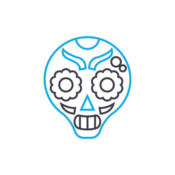 Painted mask linear icon concept. Painted mask line vector sign, symbol, illustration.