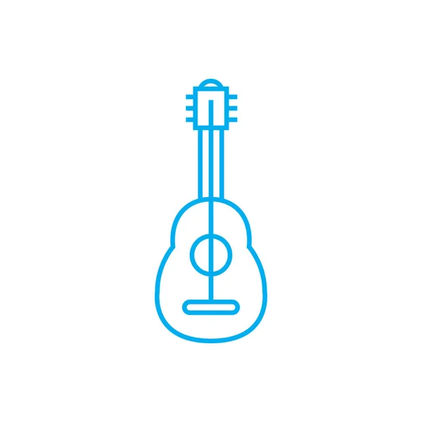 Suonare chitarra concetto icona lineare. Suonare linea di chitarra segno vettoriale, simbolo, illustrazione . — Vettoriale Stock