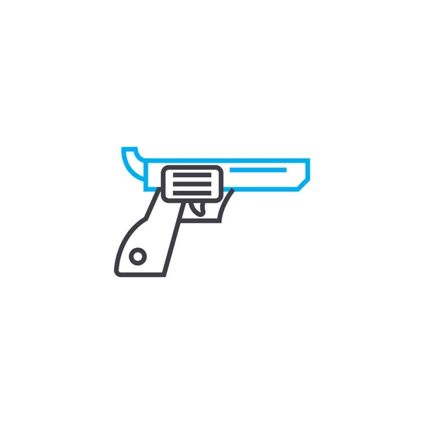 Revolver lineares Icon Konzept. Revolverlinie Vektorzeichen, Symbol, Illustration. — Stockvektor