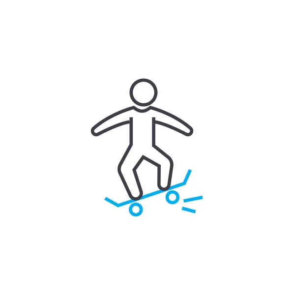 Skateboarding lineární ikonu koncept. Skateboarding linie vektor znamení, symbol, ilustrace. — Stockový vektor