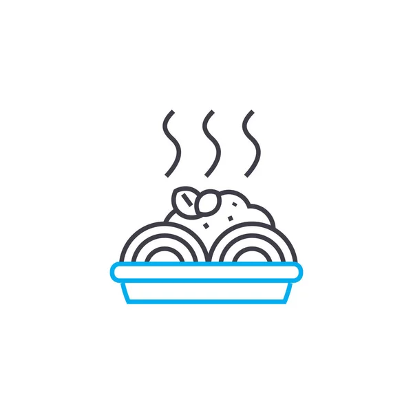 Receta de espaguetis concepto de icono lineal. Espaguetis receta línea vector signo, símbolo, ilustración . — Archivo Imágenes Vectoriales