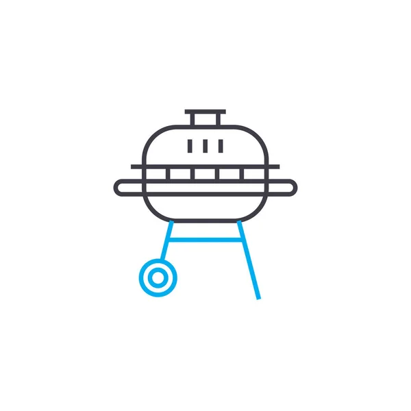 Steak Grill lineares Icon-Konzept. Steak Grill Linie Vektorzeichen, Symbol, Illustration. — Stockvektor