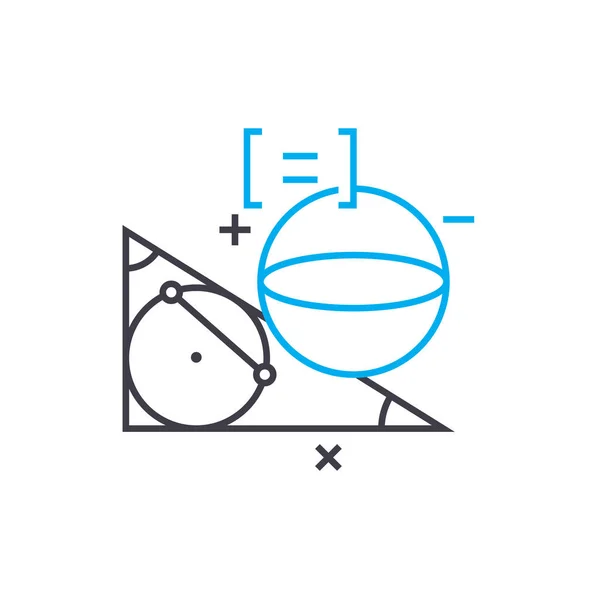 Geometri doğrusal simgesi konsept çalışması. Çalışma geometri çizgi vektör işaret, sembol, şekil. — Stok Vektör