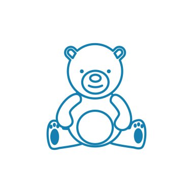 Oyuncak ayı doğrusal simgesi kavramı. Oyuncak ayı satır vektör işaret, sembol, illüstrasyon.