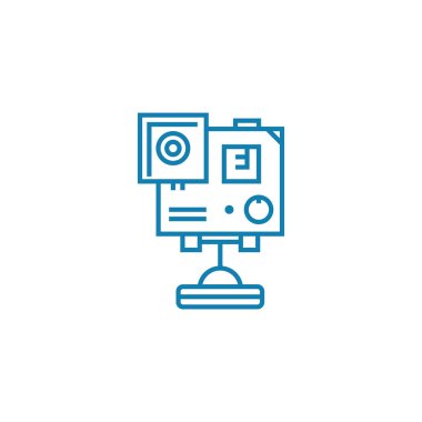 TV kamera doğrusal simgesi kavramı. TV kamera çizgi vektör işaret, sembol, şekil.