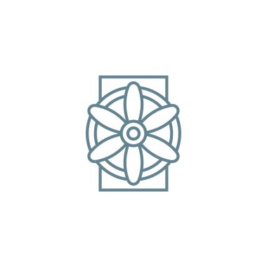 Havalandırma sistemi doğrusal simgesi kavramı. Havalandırma sistemi satırına işaret, sembol, illüstrasyon vektör.