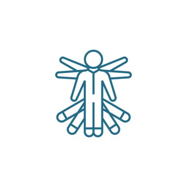 Çok yönlü becerileri doğrusal simgesi kavramı. Çok yönlü becerileri satır vektör işaret, sembol, illüstrasyon.