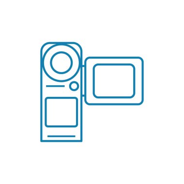 Doğrusal simgesi kavramı videoya. Videoya çizgi vektör işaret, sembol, şekil.