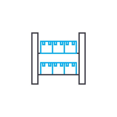 İş doğrusal simgesi kavramı depolama. Depolama iş hattı vektör işaret, sembol, illüstrasyon.