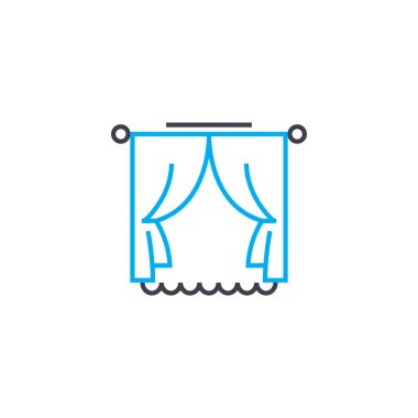 Pencere perdeleri doğrusal simgesi kavramı. Pencere perdeleri satır vektör işaret, sembol, şekil.