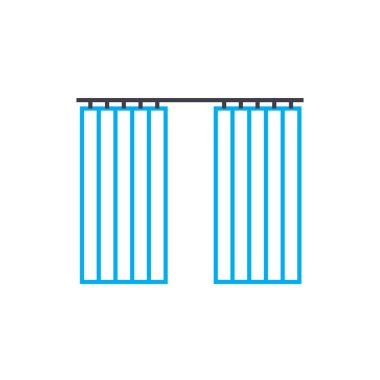 Pencere kepenkleri doğrusal simgesi kavramı. Pencere kepenkleri satır vektör işaret, sembol, şekil.