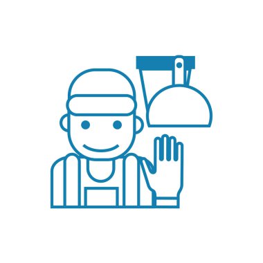 Temiz bir doğrusal simgesi kavram olarak çalışıyor. Çalışma bir temiz çizgi vektör işaret, sembol, şekil.