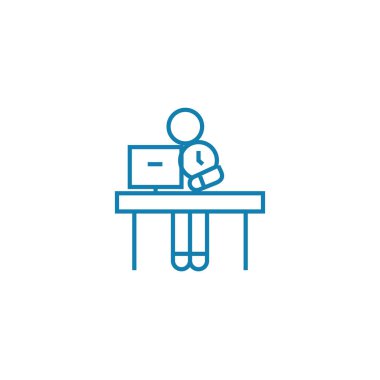 Freelancer doğrusal simgesi konsept olarak çalışıyor. Bir serbest meslek çizgi vektör işaret, sembol, illüstrasyon çalışma.