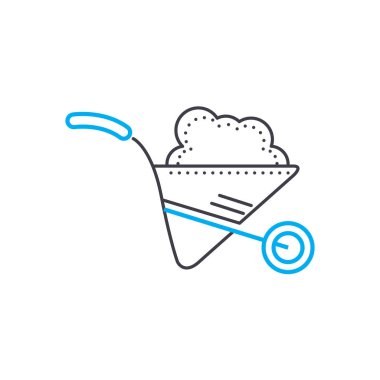 İnşaat site doğrusal simgesi kavramı çalışma. İnşaat site çizgi vektör işaret, sembol, illüstrasyon, çalışma.