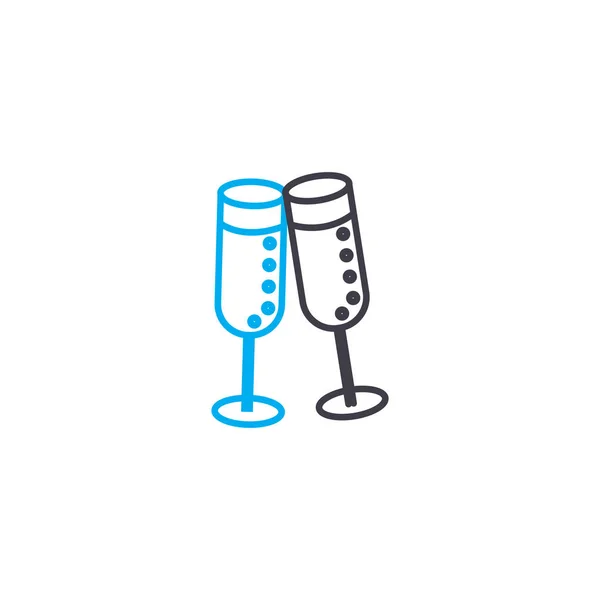 Conceito de ícone linear de copos de vinho altos. Vinho alto-copos linha vetor sinal, símbolo, ilustração . —  Vetores de Stock