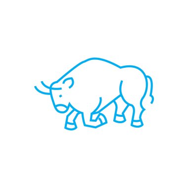 Boğa doğrusal simgesi kavramı mücadele. Dövüş boğa çizgi vektör işaret, sembol, illüstrasyon.