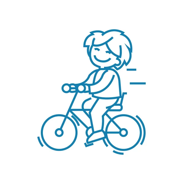 Kerékpáros kirándulások lineáris ikon koncepció. Kerékpáros kirándulások vonal vektor jele, szimbólum, illusztráció. — Stock Vector