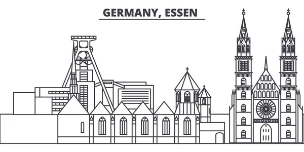 Tyskland, minska linje silhuett vektorillustration. Tyskland, minska linjära stadsbilden med berömda landmärken, sevärdheter, vektor landskap. — Stock vektor