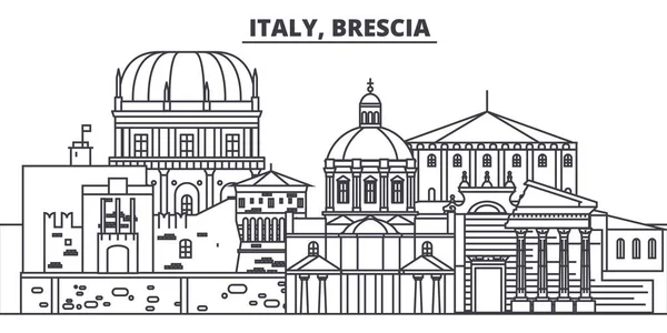 Itália, Brescia linha skyline vetor ilustração. Itália, Brescia paisagem urbana linear com marcos famosos, pontos turísticos da cidade, paisagem vetorial . —  Vetores de Stock
