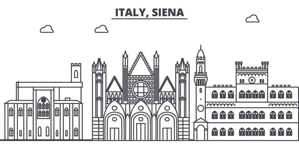 이탈리아, 시에 나 라인 스카이 라인 벡터 일러스트 레이 션입니다. 이탈리아, 시에 나 선형 도시와 유명한 랜드마크, 도시 관광, 벡터 풍경. — 스톡 벡터