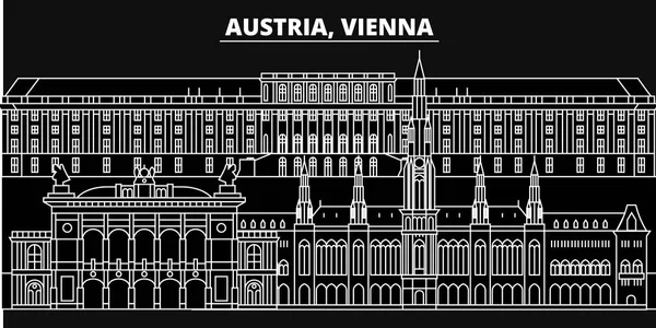 Vienna city silhouette skyline. Austria - Vienna city vector city, austrian linear architecture, buildings. Vienna city travel illustration, outline landmarks. Austria flat icons, austrian line banner — Stock Vector