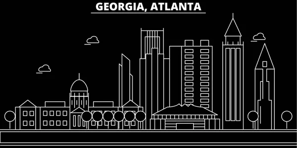 Línea de silueta de Atlanta. EE.UU. - Atlanta ciudad vectorial, arquitectura lineal americana, edificios. Atlanta ilustración de viajes, esbozar puntos de referencia. EE.UU. icono plano, bandera de línea americana — Archivo Imágenes Vectoriales