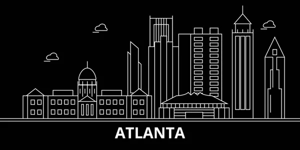 Lo skyline di Atlanta City Silhouette. USA - Atlanta city vector city, architettura lineare americana, edifici. Atlanta città viaggio illustrazione, contorno punti di riferimento. USA icona piatta, bandiera della linea americana — Vettoriale Stock