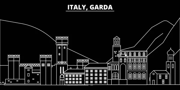 Garda silhouette skyline. Italy - Garda vector city, italian linear architecture, buildings. Garda travel illustration, outline landmarks. Italy flat icons, italian line banner