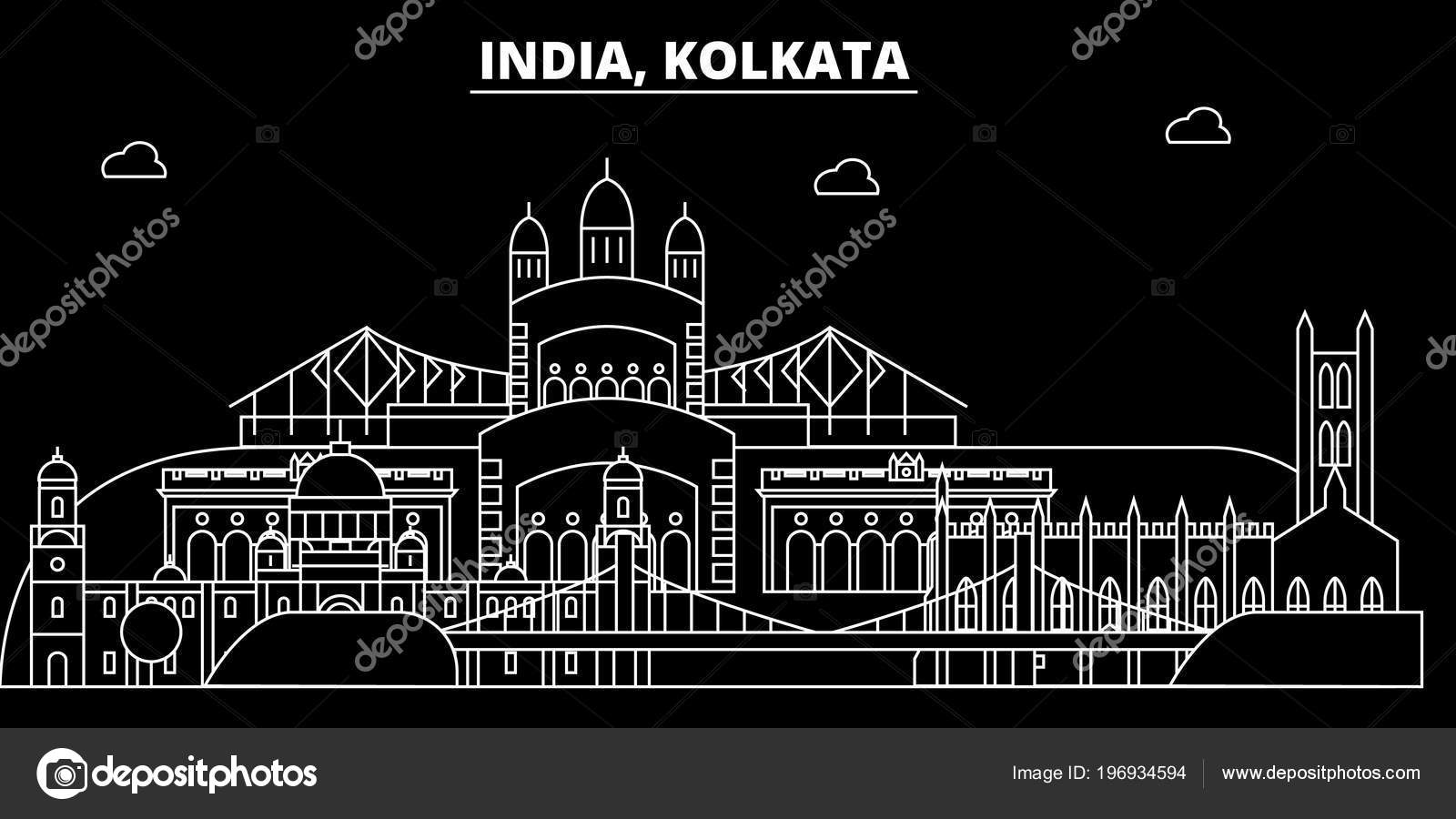 Kolkata silhouette skyline. India Kolkata vector city, indian linear