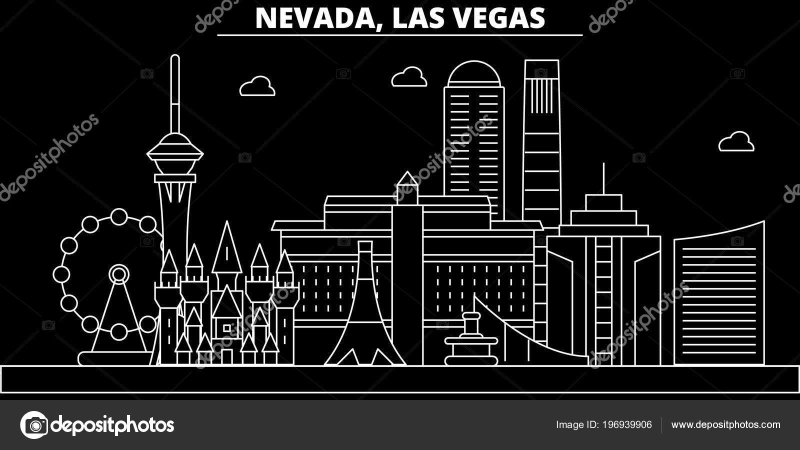 Horizonte de la silueta de las vegas usa las vegas ciudad de vector americano arquitectura lineal edificios ilustración de viaje línea de las vegas