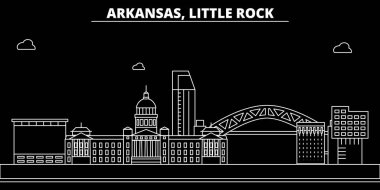 Little Rock siluet manzarası. ABD - Little Rock vektör şehir, doğrusal mimari, binalar. Little Rock seyahat illüstrasyon, anahat yerler. ABD düz simgesi, Amerikan hat afiş