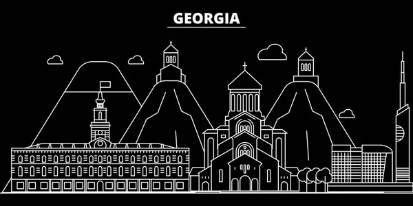 Γεωργία σιλουέτα στον ορίζοντα. Γεωργία διάνυσμα πόλη γεωργιανή αρχιτεκτονική γραμμική, buildingtravel εικονογράφηση, εικονίδιο landmarkflat διάρθρωσης, γεωργιανό γραμμή πανό — Διανυσματικό Αρχείο