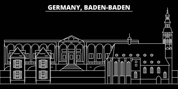 Línea de silueta Baden-Baden. Alemania vector de la ciudad, la arquitectura lineal alemana, la ilustración de viaje buildingline, monumentos. Icono de Alemania, bandera de diseño de esquema alemán — Vector de stock