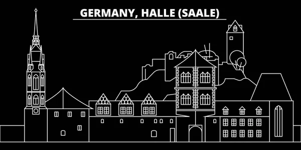 Halle Saale Silhouette Skyline. germany - halle saale vektorstadt, deutsche lineare architektur, baureiseillustration, umrissene landschaften. Deutschland flache Ikone, deutsches Linienbanner — Stockvektor