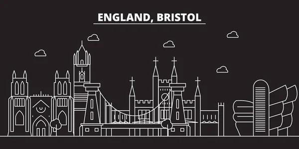 Bristol silhouette skyline. Nagy-Britannia - Bristol vektor város, a brit lineáris építészet, az épületek. Bristol utazási illusztráció, szerkezeti tereptárgyak. Nagy-Britannia lapos ikon, banner brit vonal — Stock Vector